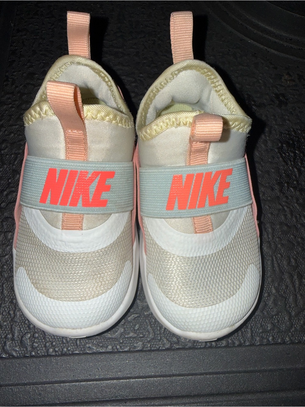 Nike Kids Slip-On Sneakers in White and Peach